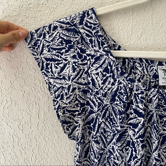 Rum Reggae women’s palm tree print midi shift dress, M, blue and white - Picture 4 of 5